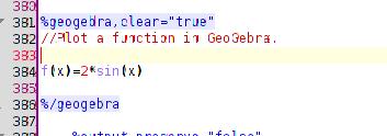 se cargan en el programa sentencia de Geogebra viene enmarcada entre dos TAGS %geogebra y %/geogebra.
