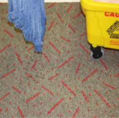 Limpieza de derrames mayores en alfombras cont. 5 Coloque letreros Piso húmedo. 6 Comience la limpieza previa del derrame. Si es sangre, seque con una toalla o paño absorbente.