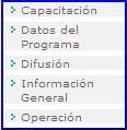 información capturada en Capacitación, Datos del Programa, Difusión, Información General y