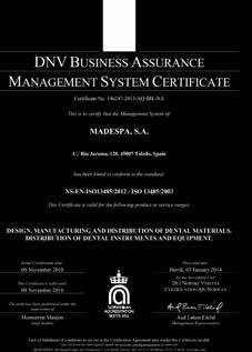 certificado ISO 13485:2012 que