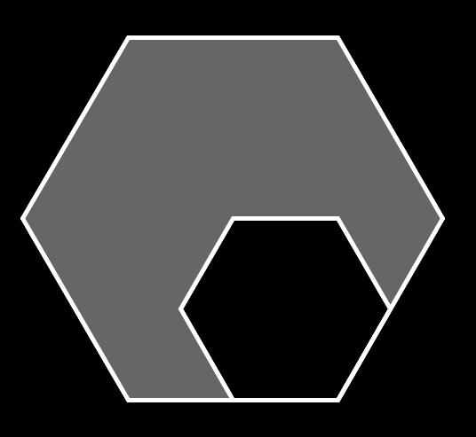 # 6. La longitud de las aristas del hexágono regular grande es el doble de la longitud de las artistas del hexágono regular pequeño. El hexágono pequeño tiene un área de 4 cm 2.