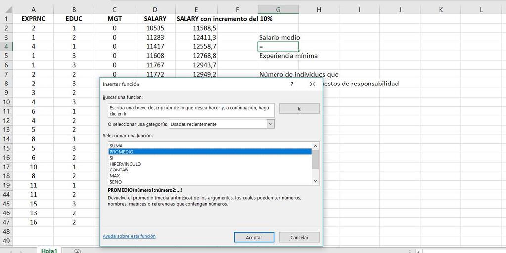 Análisis estadístico con Excel Utilizar funciones