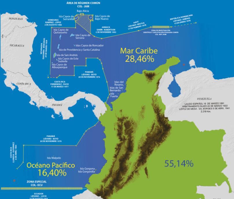 Estaciones de Guardacostas 46,86% Del territorio colombiano es marítimo Estaciones