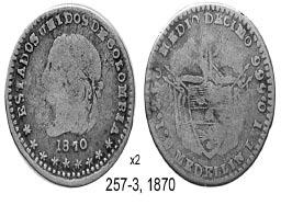 Pertenece también a Andrés Langebaek. 174-3,1852. 1/4 de Real. Se trata de una moneda muy escasa que estoy seguro la mayor parte de los lectores de numisnotas no la conocen.