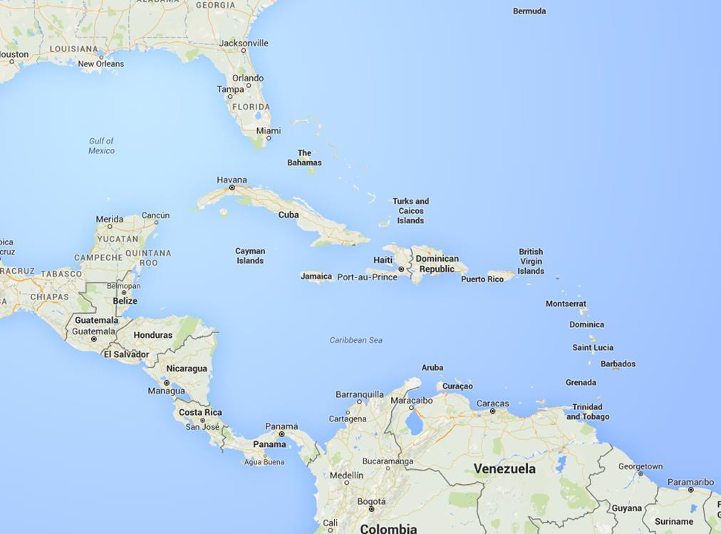 Distribución Regional Jamaica Cayman Islands Puerto Rico Aruba Guadeloupe Martinique St Lucia Barbados Suriname Dominican Republic 440 688 230 373 521 562 587 677
