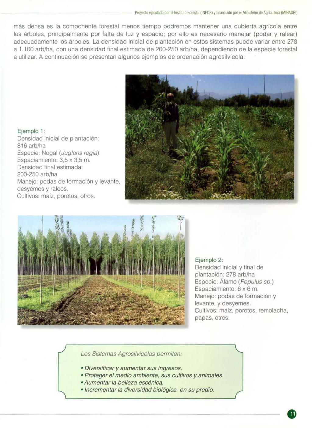 Proyecto ejecutado por ellnsllluto Forestal (INFOR) y Imaneiado por el Mimslerio de Agricultura (MINAGRI) más densa es la componente forestal menos tiempo podremos mantener una cubierta agrrcola