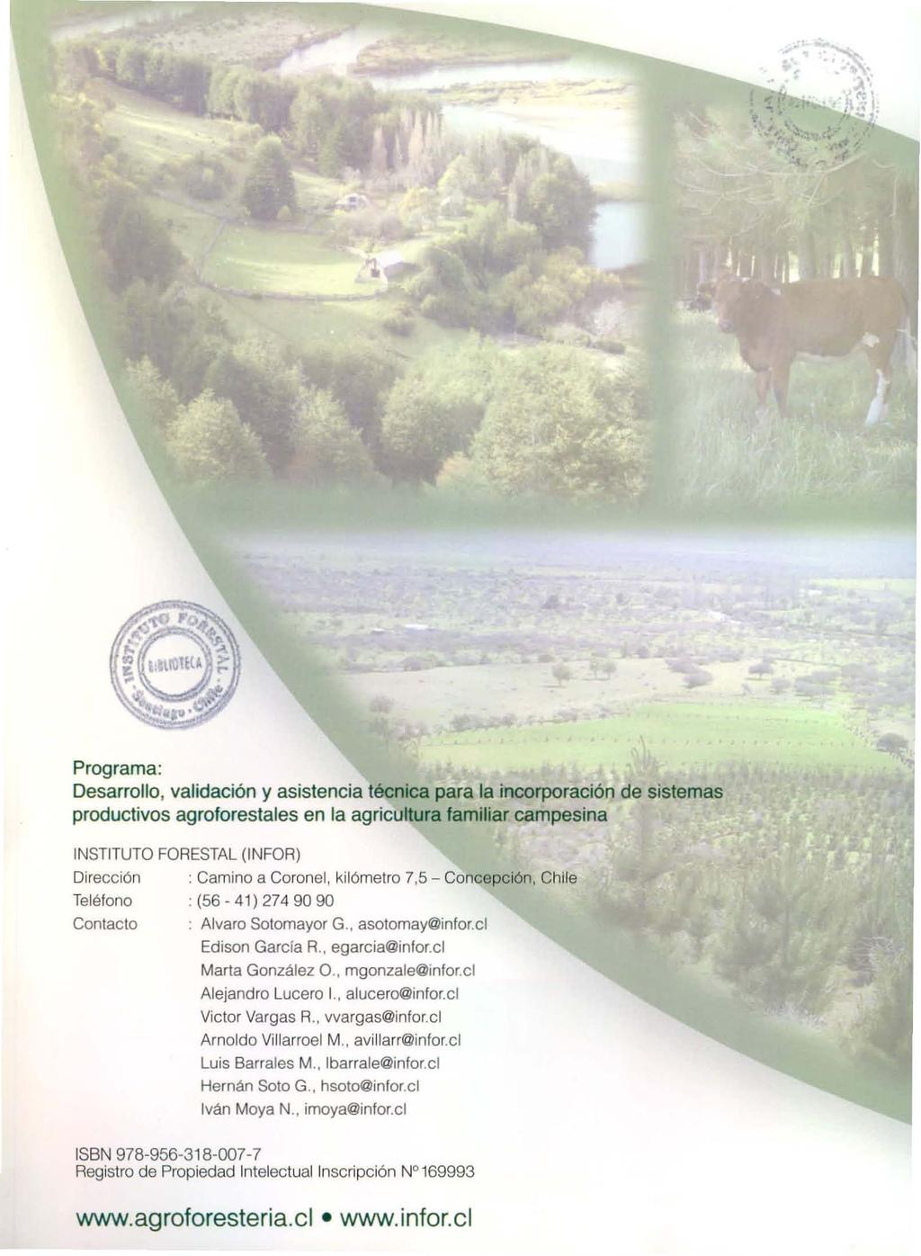 Programa: Desarrollo, validación y asistencia técnica para la incorporación de sistemas productivos agroforestales en la agricuhura familiar campesina INSTITUTO FORESTAL (INFOR) Dirección : Camino a