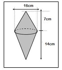 20) En el siguiente recuadro se representa una figura formada por conos circulares rectos.