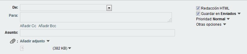 Envío de ficheros adjuntos Para adjuntar un fichero a un mensaje, debe hacer clic sobre el botón Añadir Adjuntos.