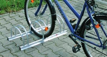 Aparca-bicicletas El aparca-bicicletas alfer es de aluminio ligero resistente a la intemperie. Es apto para todo tipo de bicicletas, ya sea bicicletas de carrera, de paseo o de montaña.