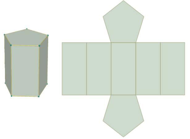 paralelogramos, como lados tienen las bases. Áreas lateral y total de un prisma El área lateral de un prisma es la suma de las áreas de las caras laterales.