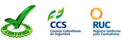 Nuestro compromiso con la seguridad Contamos con la certificación RUC gracias a nuestro Sistema de Gestión en Seguridad, Salud en el trabajo y el Medio Ambiente, otorgado por el Consejo Colombiano de