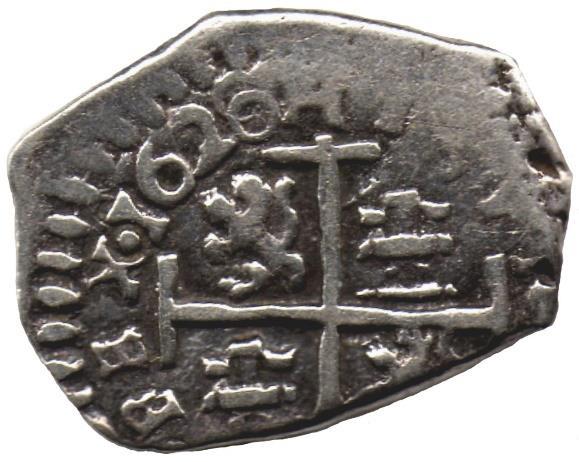 Monedas Medio Real 1628 Nuevo Reino (Santa Fe) Diámetro 11,9 x 15,5 mm.