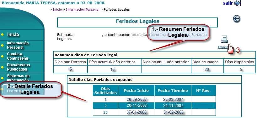 b.- Feriados Legales.