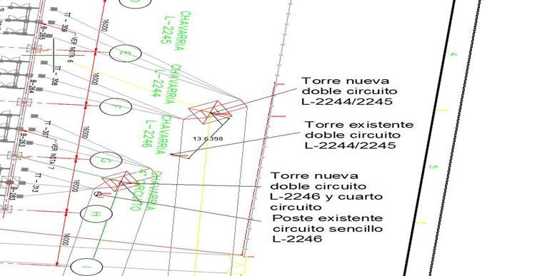 Línea Ventanilla-Chavarría L-2244/2245 Detalle para la adecuación de las estructuras a la llegada de la SE Ventanilla Para la torre actual T01 de la línea de 220kV Ventanilla Chavarría L- 2244/2245,