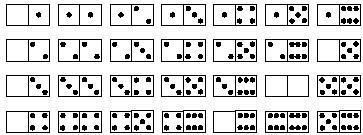 23 El juego del dominó consta de 28 fichas que se muestran a continuación: En este juego, a aquellas fichas que tienen el mismo número de puntos o que no