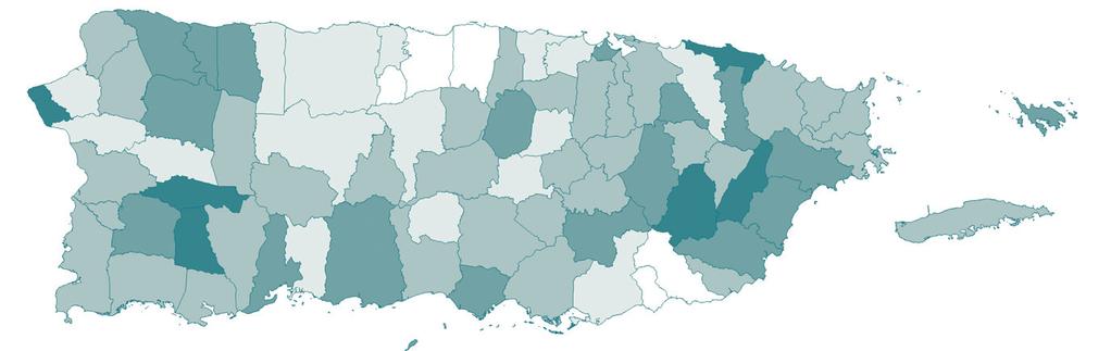 Por ciento de nacimientos de bajo peso, 2007 Por ciento Patillas 5.9% Florida 6.5% Arroyo 6.8% Manatí 7.2% Vega Baja 7.4% Utuado 8.4% Guayama 8.7% Por ciento San Juan 10.5% Hormigueros 10.
