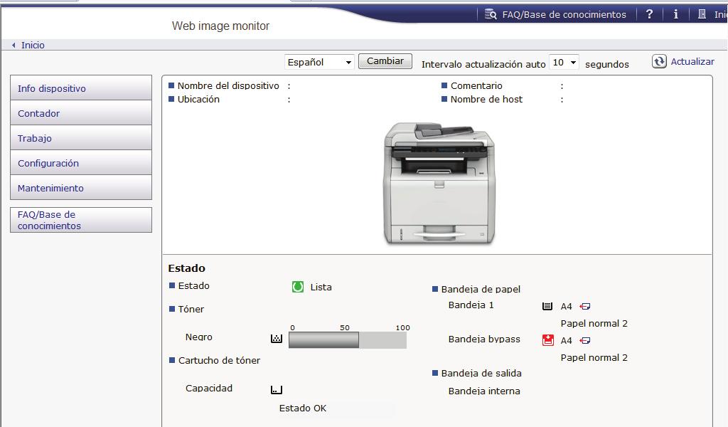 7. Web Image Monitor Dependiendo de la configuración de su navegador Web, pueden guardarse el nombre de usuario y la contraseña de inicio de sesión.