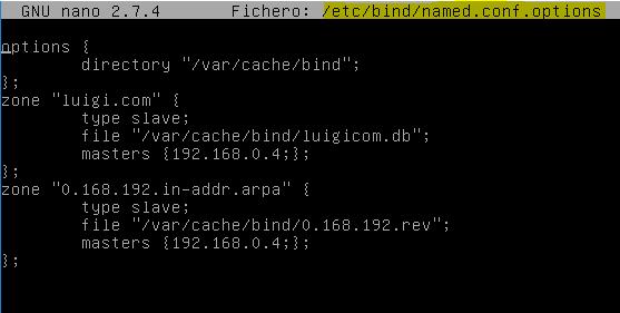 3.4 Configuración de Bind9 El paquete Bind9 funciona de forma un poco diferente en Debian con respecto a CentOS.