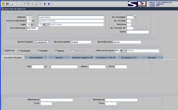 La cabecera del documento F-02 contiene la mayoría de los datos que el usuario necesita registrar, se modificará el tipo de formulario si el registro será SIP de lo contrario el sistema lo despliega