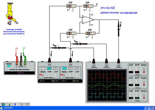 3.3. Laboratorio Virtual Figura 4. Interfaz gráfico del simulador básico de electrónica analógica.