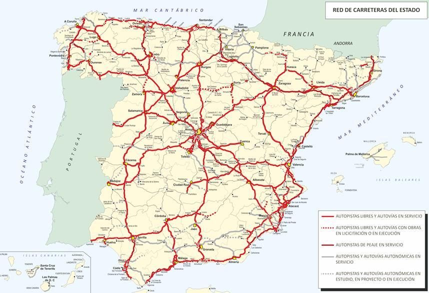 1.1. infraestructuras de transporte en España. Red viaria 1. Situación actual y evolución del sistema de transporte y logística español 166.
