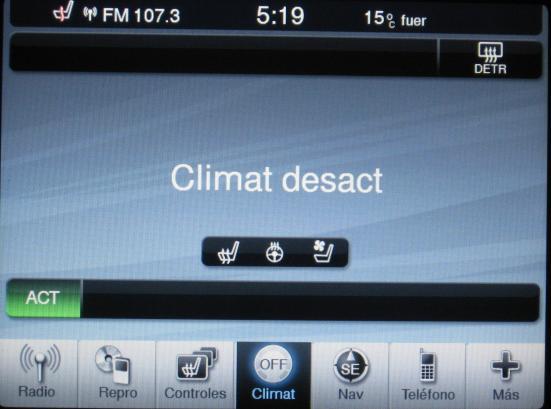 Climatización Para emplear la función Climatización, es posible activarla o desactivarla en su pantalla de inicio.
