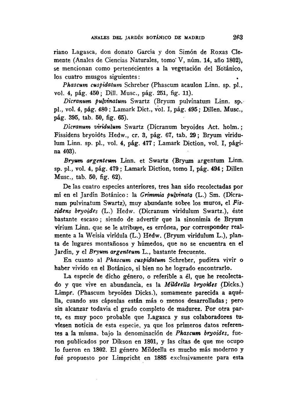 riano Lagasca, don donato García y don Simón de Roxas Clemente (Anales de Ciencias Naturales, tomo' V, núm.