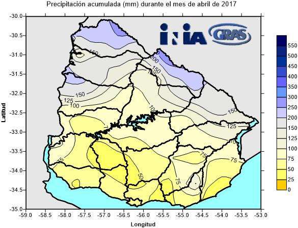 Precipitaciones acumuladas (mm) Enero 2017 Abril 2017 Favorece floración Precipitación mensual acumulada (mm) -