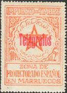 5 cts verde y 10 cts rojo. Matasello CORREO ESPAÑOL / CASABLANCA. MAGNIFICA Y MUY RARA. Marruecos-Telégrafos 1204 1, 4(2) 240 1920.