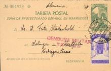 iberphil Tánger 1213 EP20, 151 75 1938. 15 cts verde sobre Tarjeta Entero Postal respuesta de TETUAN a SO- LINGEN (ALEMANIA), con franqueo complementario de 15 cts violeta.