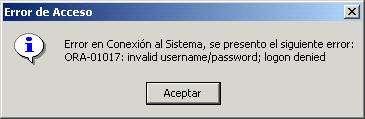 Clave : Digite el password o clave de acceso del usuario o cuenta asignada. Luego de haber ingresado los datos respectivos haga clic en el botón de Aceptar.