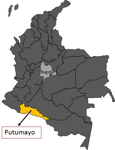 Imagen de la cabecera municipal de Mocoa, Departamento de Putumayo y Colombia.