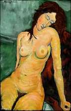 Kirchner intenta demostrar con su paleta estridente y sus trazos angulosos los oscuros deseos que laten en el fondo de los seres humanos. Mujer del busto desnudo con sombrero.
