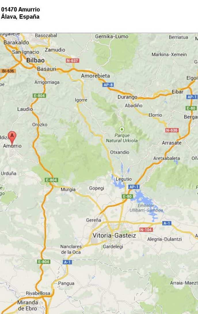 VILLA de AMURRIO, está situada a unos 4 y Kms. de Vitoria-Gasteiz capital de Araba-Alava y de Bilbao capital de Bizkaia respectivamente, y a otros 60Km de Mirada de Ebro(Burgos).