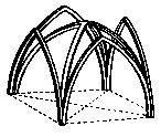 El arco apuntado está formado por dos segmentos de círculo que se cortan, lo cual permite una mayor esbeltez que la conferida por el arco de medio punto, característico del románico.