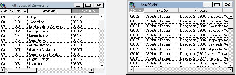 elementos de un tema o cobertura. ArcView puede importar tablas de datos con formatos Dbase. 4.