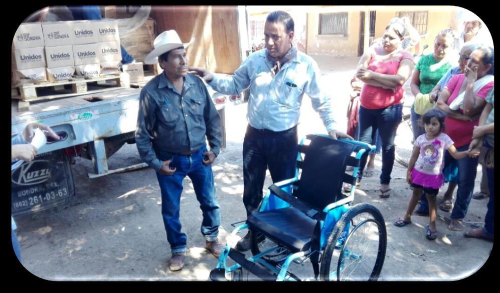 Miércoles 31 de agosto: En la comunidad de Pótam se hizo entrega de una silla de ruedas, gestión que fue realizada con el Dip.