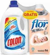 Promoción COLON Detergente gel (1) + FLOR Suavizante (2), 74 (1) y 64 (2) lavados MIMOSÍN Suavizante concentrado distintas variedades, 1 5l DODOT Pañales distintas tallas (Excluidos