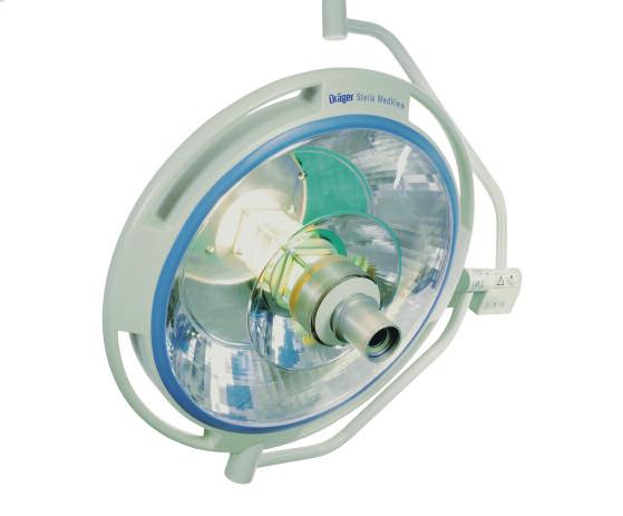 03 Solución integrada completa Optimización de la flexibilidad de la posición Los sistemas de lámparas quirúrgicas Stella y Sola de Dräger se pueden combinar con una cámara MedView, que se adapta a