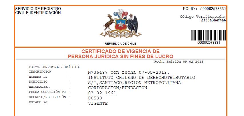Actualización Personalidad Jurídica Se actualizó la información en el Ministerio