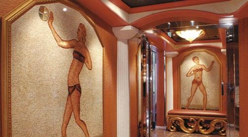 Además, en el centro de bienestar Terme Ischia los huéspedes tienen a su disposición sauna, baño turco e hidromasaje, para que el crucero sea una experiencia aún más revitalizante.
