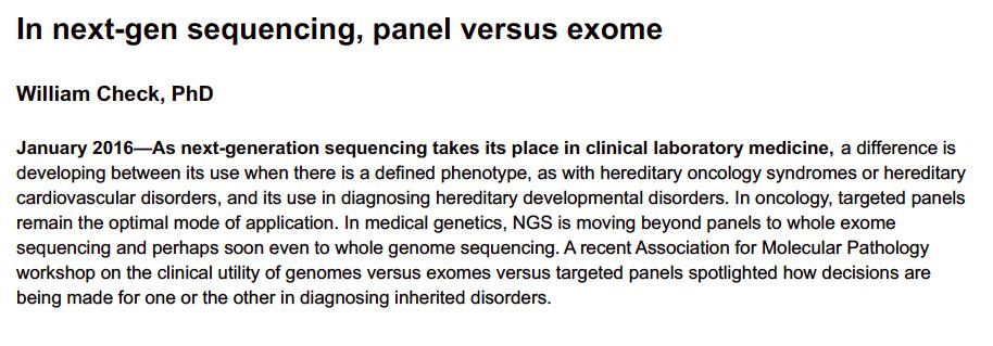 For patients referred for genetic identification of rare Mendelian disorders: Exome testing is a good primary test for cases with unusual presentations for which no panel is available or for which