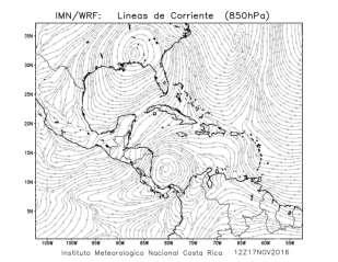 (hora local 6am). Para el 19 de noviembre el sistema de baja presión se vio fortalecido en el Caribe, aumentando la posibilidad de ciclogenizar.