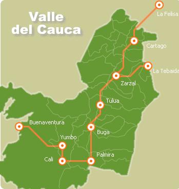 Trayecto férreo en Departamento del Valle del Cauca.