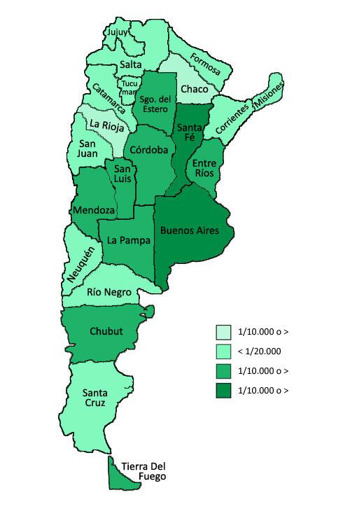 INCIDENCIA DE IDP REGISTRADAS EN LA ARGENTINA 1/10.