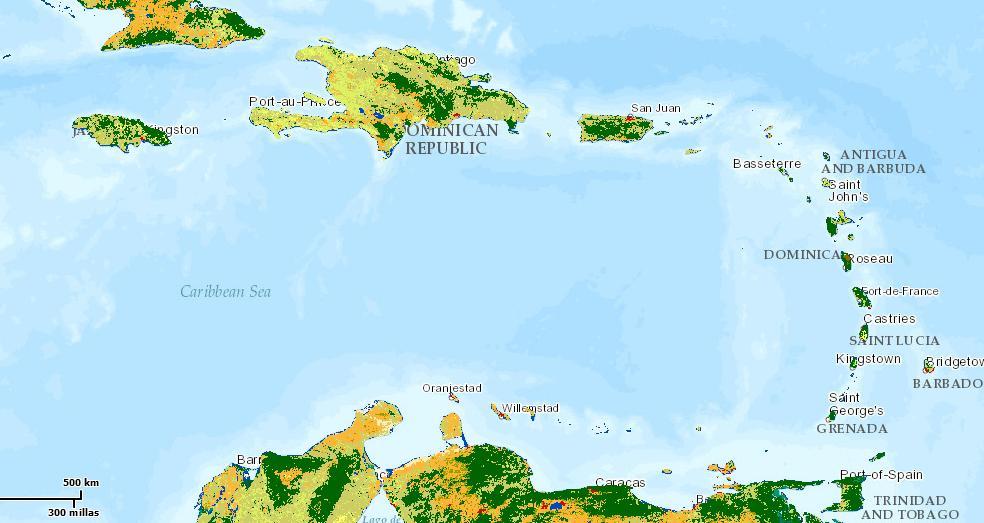 Objetivo: un mapa actual de la cobertura del suelo del Caribe Resultados esperados Cobertura regional completa con resoluciones espaciales y