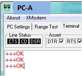 PIC-A XBee-A +++OK ATDL1F OK PC-A PIC-A XBee-A +++ +++ OK<CR> OK<CR> ATDL1F ATDL1F OK<CR> OK<CR> RET 4 Seg Figura 3.27 Prueba 5 el PIC-A configura un parámetro en el XBee-A.