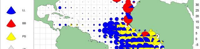 Distribución geográfica de la captura de patudo