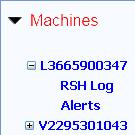 Al expandir la lista de las máquinas, verá el RSH Log y las Alerts para la máquina